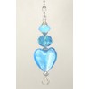 Turquoise Blue Glass Heart with Silvery Accents Ceiling Fan Pull