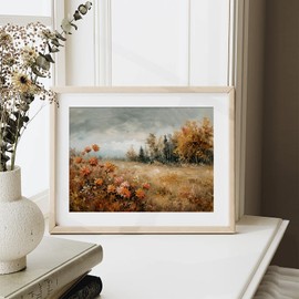 XOCUUI Vintage Landscape Unframed Canvas Wall Art, Vintage Rural Hill Prints, The Vast Grassland Classic Wall Prints Farmhouse Bathroom Office Decor - 11x14in