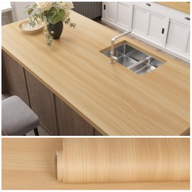 VEELIKE Natural Beech Wood Contact Paper Peel and Stick Countertops Wood Wallpaper for Table Cabinets Furniture 15.7''x118'' Self Adhesive Countertop Contact Paper Woodgrain Vinyl Wrap for Kitchen
