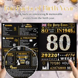 80th Birthday Cards Funny 3D Pop Up Gifts with Envelope for Women Men Anniversary Party Decorations Born In 1945 Poster Vintage 80 Year Old Greeting Card for Grandma Grandad Mum Dad Husband Wife Her