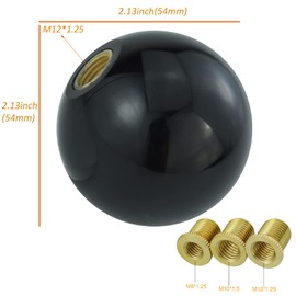 Arenbel 6 Speed White Lettering Gear Lever Ball Shifter Knob Round Shift Stick Grip Handle Replacement Fit Most Manual Auto Cars, Black