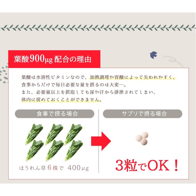 【管理栄養士・薬剤師監修の葉酸サプリ】　 葉酸900μg(マイクログラム)配合！葉酸サプリ 妊娠 妊活 授活 産後 授乳中 葉酸 サプリ エナジー葉酸900