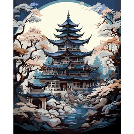 JATOK Paint by Numbers Adults, Paint by Numbers, DIY Architecture with Brushes and Acrylic Paints, Hand Painted Oil Painting Canvas for Home Decor, Without Frame (40 x 50 cm)