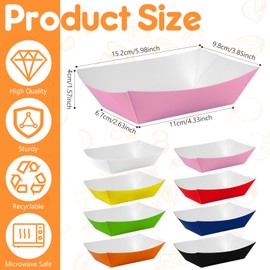 wlilupah 100 Pcs Pink Paper Food Tray Sturdy Disposable Food Boats Nacho Plates Disposable Serving Snack Trays for Catering, Party Birthday Supplies, and Food Service (Pink)
