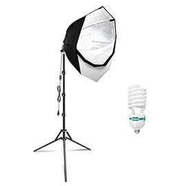 LimoStudio [1 Pack] 500W Equivalent, 26 inch Octagonal Softbox Lighting Kit, 105W CFL Bulb, Light Stand Tripod, Diffuser Cover for Studio Photoshooting, AGG702