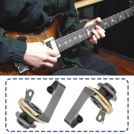 SING F LTD 2Pcs Guitar Input Jack 6.5mm Jack Mono Panel Mount Receptacle 1/4 Inch Female Guitar Input Jack for Guitar Bass Speakers M9x0.75 Black