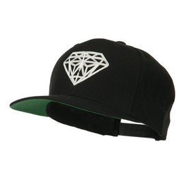 Big Diamond Embroidered Flat Bill Cap - Black OSFM