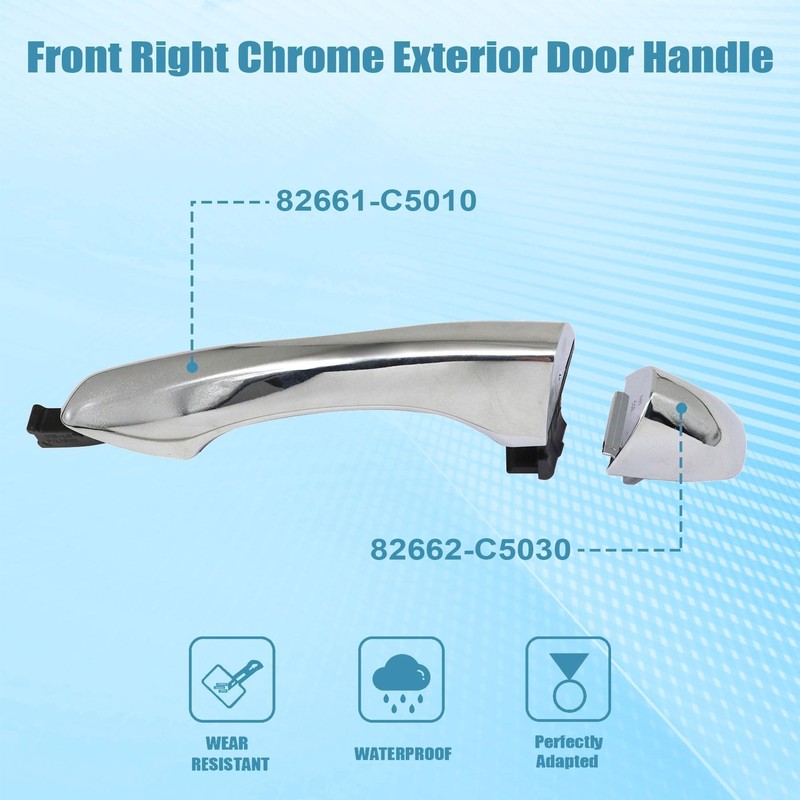 Priprilod Left Driver Side Outside Door Handle Rear Chrome Compatible