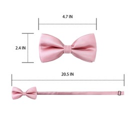 Mens Classic Pre-Tied Bow Ties - Adjustable Silk Formal Tuxedo Wedding Bowtie by WELROG（Pink）