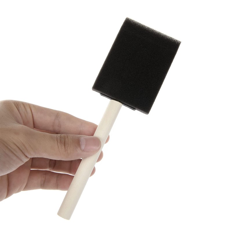 100 Pack 2 inch Foam Brush Sponge Wood Handle Paint