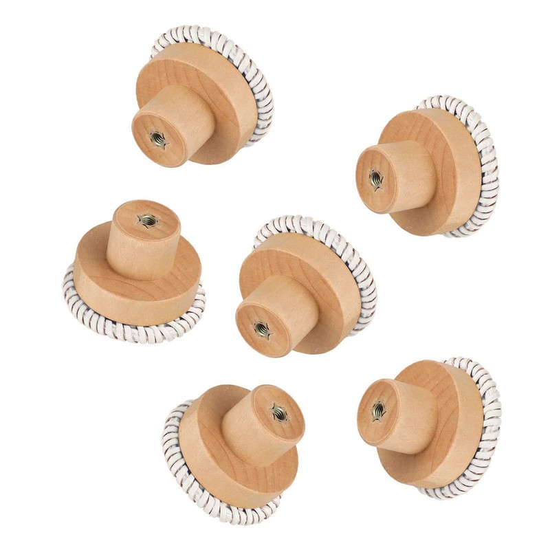 WANGCL 6pcs Rattan Dresser Knobs Handmade Wicker Woven Cabinet Knobs