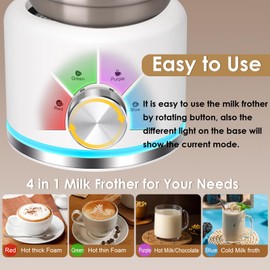 ByNaRIX Milk Frother and Steamer, 16.9 OZ Milk Frother for Coffee, 4 in 1 Frother Separable Easy to Use and Clean, Durable Safe Silent Working for Coffee, Latte, Cappuccino Hot Chocolate, White