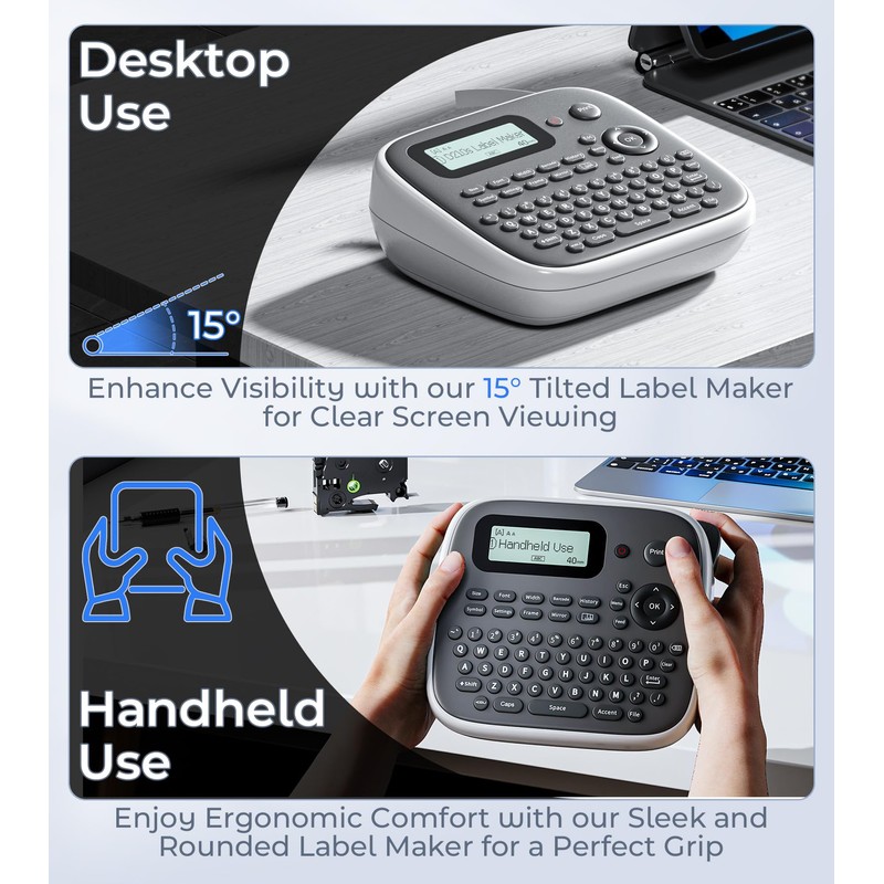 VolenGo D210s Label Maker Machine with 4 Tapes, Label Maker