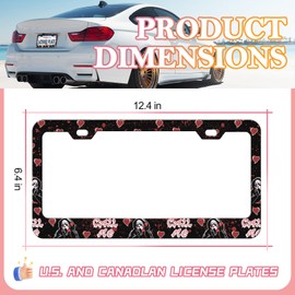2 Pack Ghost Skull License Plate Frames Cute Goth Horror Ghost License Plate Holder Stainless Steel Rust-Proof Waterproof Car Decorative Tag Frames for Standard US 12x6 Inch