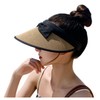 Qzkouma QHK-581 Women's Sun Visor, UV Protection, Straw Hat, Wide