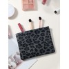 Ksriylm Leopard Leather Small Makeup Pouch for Women,Cosmetic Accessories Organizer,Waterproof