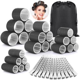 Thrilez 37 PCS Hair Roller with Storage Bag, Big Hair Roller with 4 Different Sizes 60mm 48mm 36mm 25mm Hair Curler Roller with Clips for Long Medium Short Hair, Hair Roller for Salon DIY Hairdressing