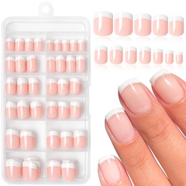 Lifextol 240pc French Tip Press on Nails Short Fake Nails with Glue and Adhesive Tab, XS False Acrylic Nails Press on Nails Square Nail Tip Artificial Glue on Nails Press ons Fingernail Stick on Nail