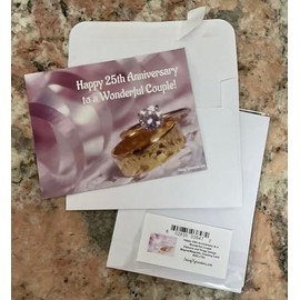 25th Anniversary Magnet to a Wonderful Couple with Ribbons & Rings Design Magnet – Celebrate -Magnetic Greeting Card – 5.5 x 4.25 inches Includes a Self-Seal Envelope – by SassyXpressions
