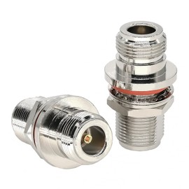 2pcs N Type Bulkhead Nut Connector Coupler Adapter, Type N Female to N Female Coaxial Adapter with Waterproof Ring for Radios, Antennas, Broadcast, LMR