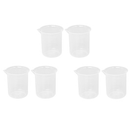 Kitchen Lab Graduated Beaker Clear Plastic Measuring Cup Thicken with Cap Measuring Jug 200ML 6Pcs