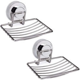 Ulable Stainless Steel Soap Holder, Bathroom Vacuum Suction Cup Wall Mounted Soap Dish, Waterproof and Rustproof for Shower, Bathroom, Tub or kitchen Sink 2 Pack (Silver)