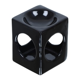 WHOLELIFEOBJECTS Ceramic Tealight Candle Holder Oil Burner, Essential Oil or Wax Melts Burner, Aromatherapy Aroma Oil Diffuser Furnace Home Decoration Romantic Black