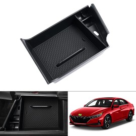 Autorder - Organizador de consola central para Hyundai Elantra 2021, 2022, 2023, 2024, accesorios para apoyabrazos, bandeja de inserción secundaria con 2 alfombrillas de color (no compatible con modelos de rotura manual manual)