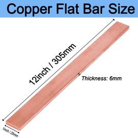 1/4" x 1" C110 Copper Flat Bar 12" Long, Copper Bus Bar
