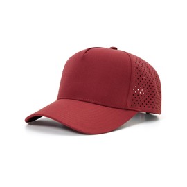2THESTARS Quick-Dry Snapback Hats, 5-Panel Water-Resistant Mesh Baseball Caps for Men & Women, Golf, Running or Workouts - Dark Red