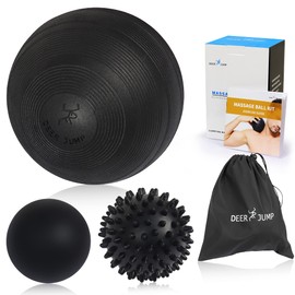 Massage Ball Kit for Myofascial Release, Trigger Point Therapy & Deep Tissue Massage-Set of 3- 5inch Large Foam Ball, Spiky Ball, Lacrosse Ball-Carrying Bag & Exercise Guide Included