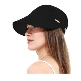 soul young Sun Hat with Ponytail Hole for Women Summer Quick Dry Wide Brim Waterproof Beach Hat UV Protection Baseball Cap UPF 50+(One Size,Black)