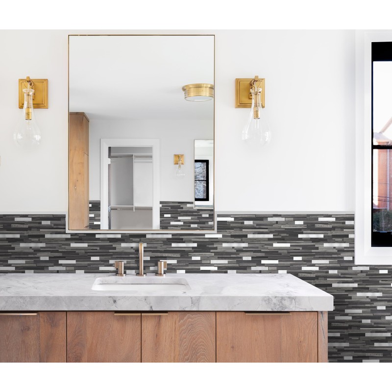 Yipscazo 10 Sheets Peel and Stick Stone Metal Tile Backsplash,