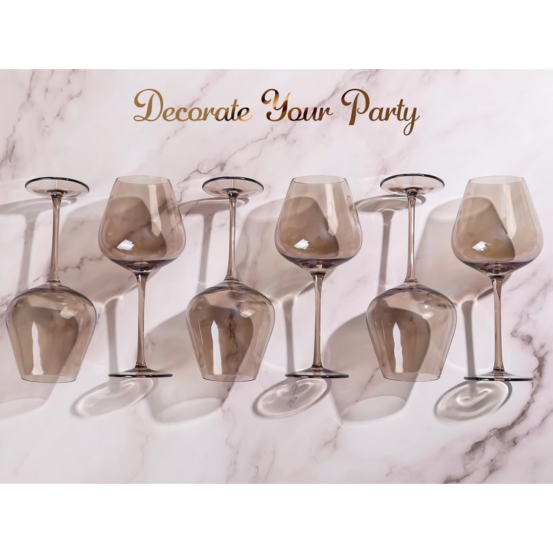 Physkoa Mocha Mousse Color Wine Glasses Set 6-18oz Long Stem