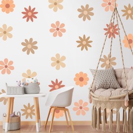 Colarr 36 Pcs 6 sheets Daisy Wall Decals Flower Wall Stickers Big Daisy Wall Stickers Peel and Stick Floral Stickers Wallpaper for Kids Girls Nursery Playroom Bedroom Living Room Wall Decor(Stylish)