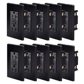 Black GFCI 20Amp Outlet,NineLeaf 10 Pack GFCI Outlet Receptacles (20A,125V), LED Indicator, Decorative Wall Plates and Screws Included, Residential and Commercial Grade, ETL Certified