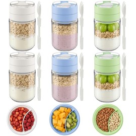 Vtopmart 6-Pack Glass Overnight Oats Container with Spoon