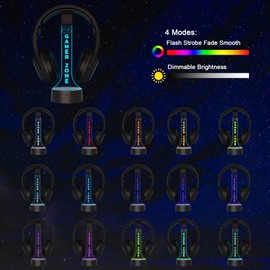 YuanDian Light up Headphone Stand for Desk, Gaming Headset Holder RGB with 16 Color Lights for Game Room Decor, Cool Gamer Gifts for Men Boyfriend (Gamer Zone)