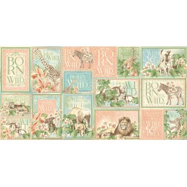 Graphic45 WILD AND FREE (32pc) Ephemera Cards 3x4 4x6 scrapbooking JUNGLE