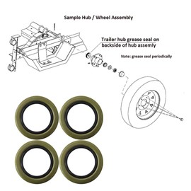 Zafina-UP Pack of 4 Trailer Hub Wheel Grease Seal for Dexter Texcom Replaces 01003600 010-036-00 10-36 22333TB, ID 2.250" x OD 3.371" Double Lip Seals, 5200-7000lb Trailer Axles