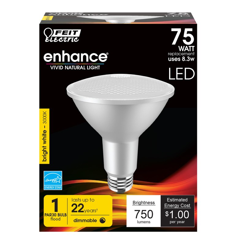 Feit Electric LED PAR30L Bulb, 75W Equivalent, Dimmable, 3000K Warm