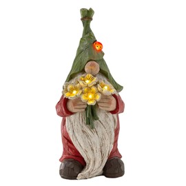 COWOS Garden Gnome Statue Outdoor Decor, Solar Garden Gnome Figurine Light, Resin Garden Statues Sculpture for Patio Yard Lawn Outdoor Garden Decorations