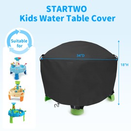 STARTWO Kids Water Table Cover Fit Little Tikes Spiralin' Seas Waterpark Play Table, Waterproof Sand Water Table Cover Outdoor Water Table Toys Cover - Black (Cover Only)