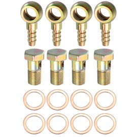 X AUTOHAUX 4 Set 14mm Banjo Hose Barb Bolt Fittings Banjo Bolt Washer Fitting Adapter with 14mm Spacers for Car