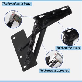 MINMHDONGX-(2pc) 80 Degree Foldable Lift Bracket Widely Used for Sofa Hinge Lift Furniture Storage Support Hinge (Black)