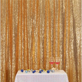 3E Home 120x210cm(4Ftx7Ft) Light Gold Sequin Backdrop Fabric Curtain Wedding Party