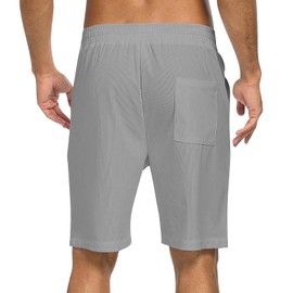 Mancozy Men's Corduroy Shorts 7 inch Shorts for Men Jogging Beach Sweat Shorts for Men Medium Light Gray