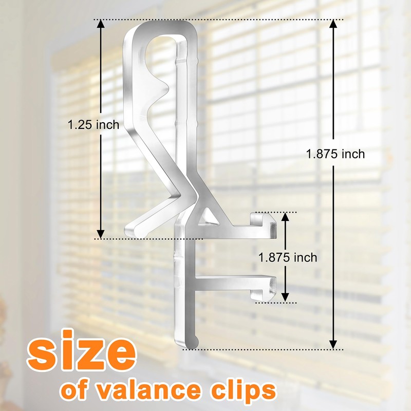 12 Pcs Valance Clips for Blinds, 1-7/8 Inch Hidden Channel
