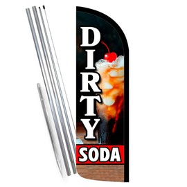 Dirty Soda - Cola Premium Windless Feather Banner Flag Kit (Flag, Pole, & Ground Mt)