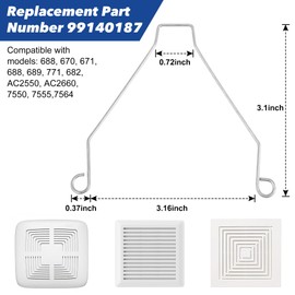 2 Pack S99140187 Replacement Grille Spring Clips for Broan-Nutone Square Ceiling/Wall-Mount Exhaust Fans, Anti-corrosion Stainless Steel Fan Spring Clips, Restores Automatic Closure